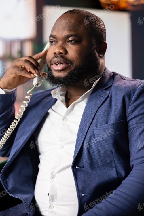 Preview: African american secret service agent on a secure call using CIA landline