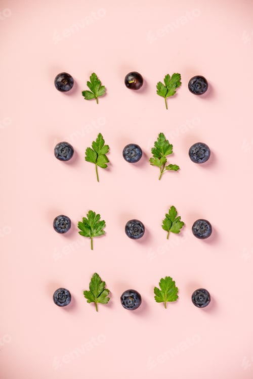 Preview: Pattern of blueberry and parsley leaves