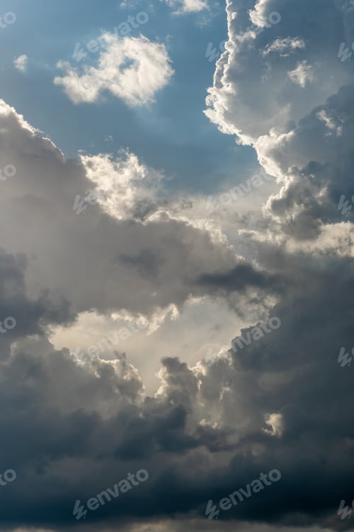 Preview: Dramatic sky with grey clouds over the city before the storm.