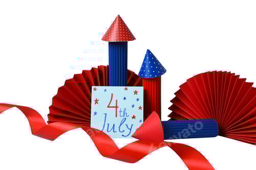 Preview: Festive Fourth of July Decorations on White Background