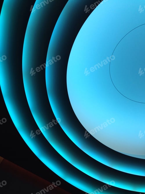 Preview: Blue fluorescent lights in an elevator. Circles.