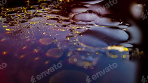 Preview: Closeup shot shiny beverage liquid with bubbles