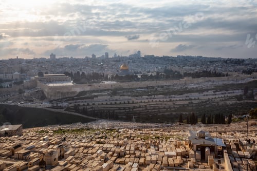 Preview: Aerial view of the Old City and Dome of the Rock. Jerusalem, Israel