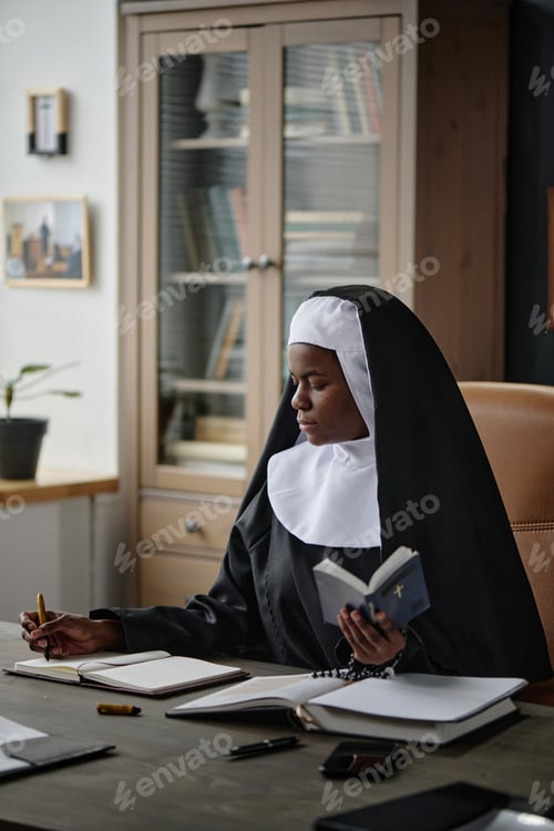 Preview: Nun with Bible in Hand Writing