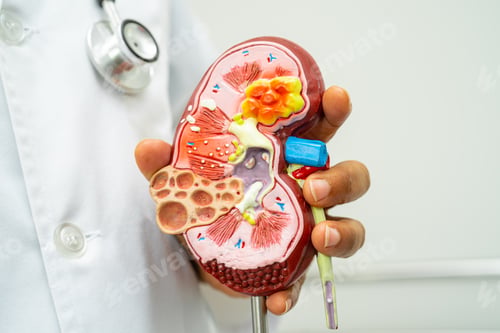 Preview: Cardiovascular disease CVD, Asian doctor holding human anatomy model for learn