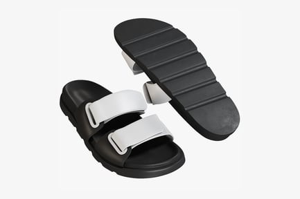 Preview: Women's Dual Strap Black and White Slides
