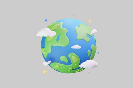 Preview: Cartoon globe with clouds
