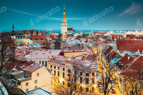 Preview: Tallinn, Estonia. Traditional Old Architecture Cityscape In Historic District Of Tallinn, Estonia