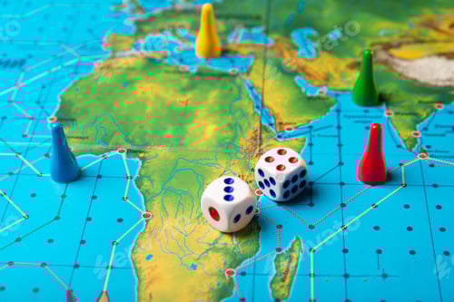 Preview: Board games with dice with numbers and a playing field