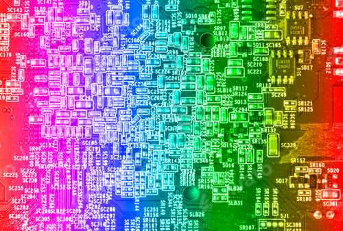 Preview: Computer Motherboard Circuit In Gradient Colors. Use For Texture Or Background