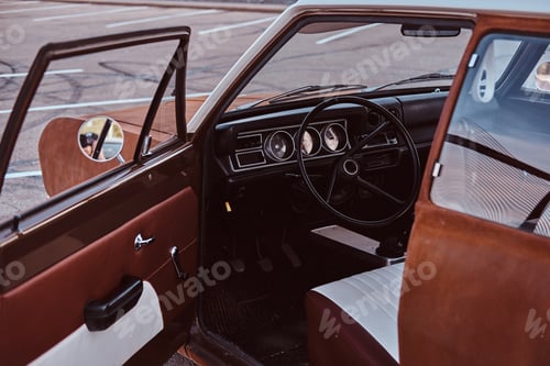 Preview: Opened door of a restored retro car.