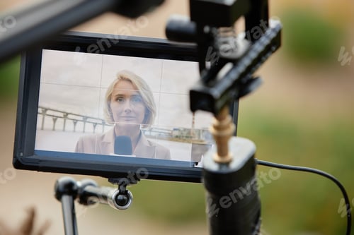 Preview: Digital Screen of Professional Video Camera