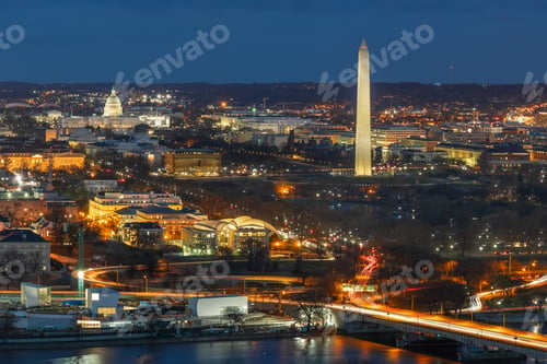 Preview: Top view scene of Washington DC down town which can see United states Capitol, washington