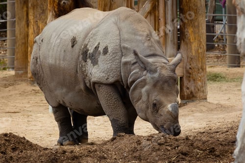 Preview: Majestic Indian rhinoceros (Rhinoceros unicornis) in its natural habitat