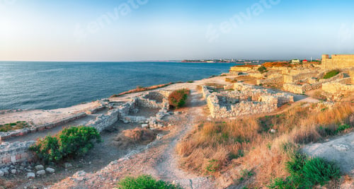 Preview: Awesome sunset over ruins of ancient city Tauric Chersonese