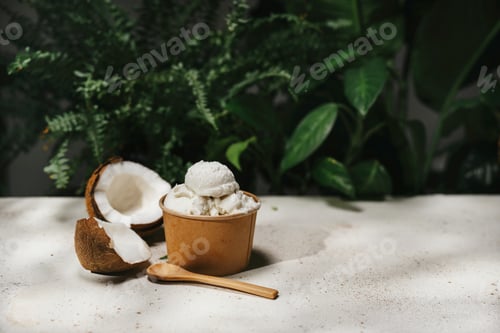 Preview: Vegan coconut ice cream in paper cup