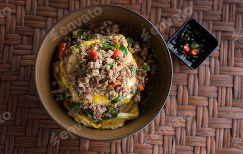 Preview: Basil Minced Pork and Omelette on Rice