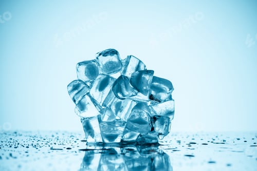 Preview: melting ice cubes on white with drops