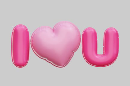 Preview: Pink Inflatable I Love You Message