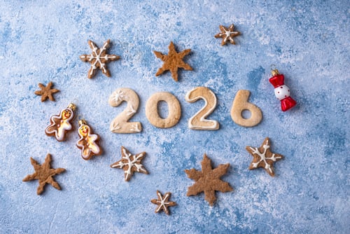 Preview: Festive New Year's cookies in the shape of 2026
