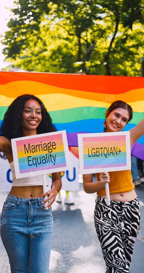 Preview: A lesbian couple shows off her homosexual identity in a pride parade.