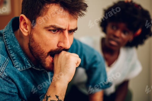 Preview: Diverse couple on a therapy session in a psychologist office