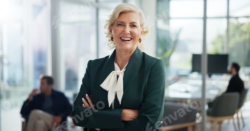 Preview: Portrait, arms crossed and happy with business woman in office for event planner, pride or creative