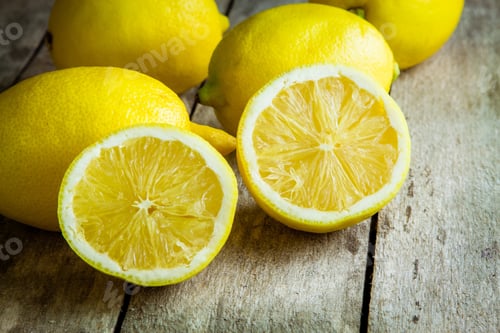 Preview: Fresh juicy lemons on a wooden background