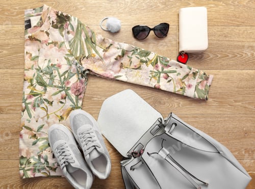 Preview: Overhead shot of female casual clothes