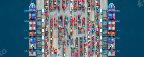 Preview: Industrial import-export port prepare to load containers.