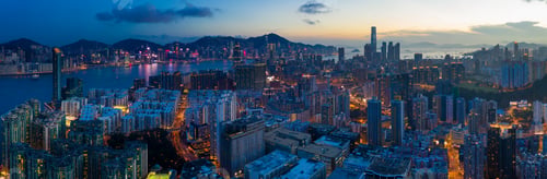 Preview: Hung Hom, Hong Kong 15 May 2019: Top view of Hong Kong residential district at night