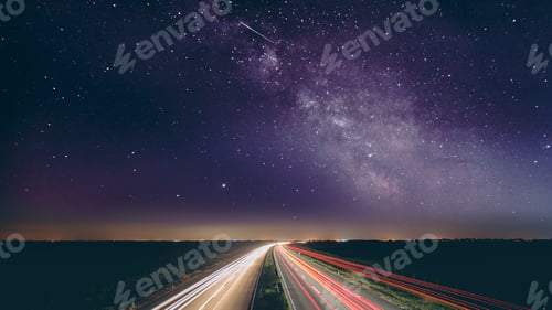 Preview: Beautiful view of transportation lights on the road at night time