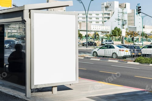 Preview: Blank poster space on a bus stop with space for text - perfect for advertisement backgrounds