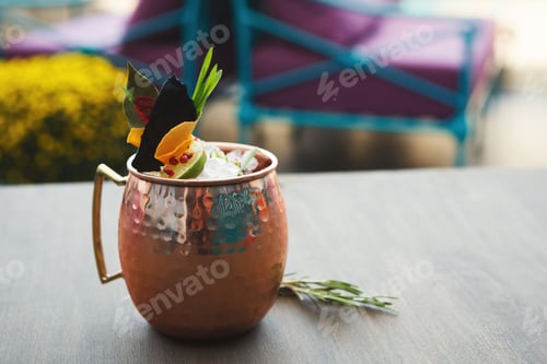 Preview: Moscow mule cocktail served on restaurant table