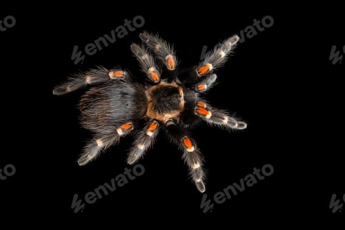 Preview: Birdeating Spider top view isolated on black background