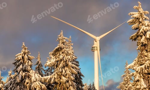 Preview: Wind Turbine on top of Grouse Mountain during cloudy winter season