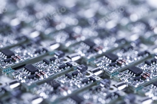 Preview: Closeup small microcircuits lie next to each other