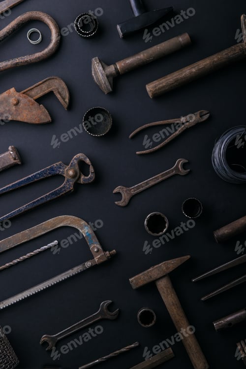 Preview: Fathers day greeting card concept. Flat lay. Copy space.