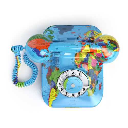 Preview: Global communication concept. Telephone with erth texture isolat
