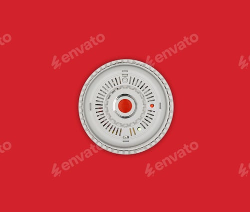Preview: Smoke alarm with red button on red background