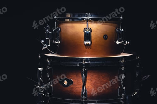 Preview: Drums on a dark background isolated, percussion instruments.