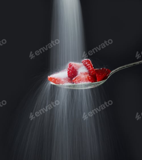Preview: spoon of strawberry pieces