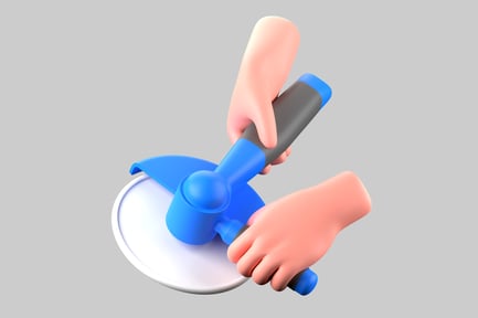 Preview: Cartoon angle grinder with hands
