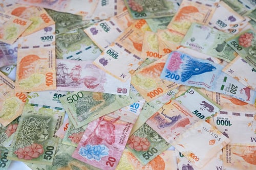 Preview: Currency notes of Argentine peso cash.Economic,financial crisis in Argentina, economy