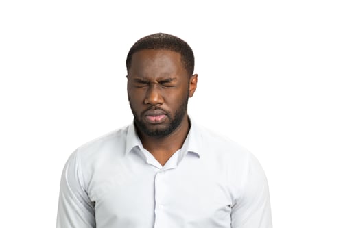 Preview: Dark skinned man with closed eyes