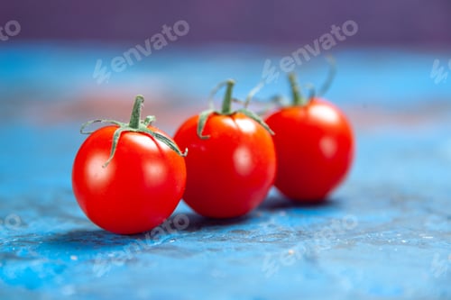 Preview: front view fresh red tomatoes on blue background salad color vegetable food photo