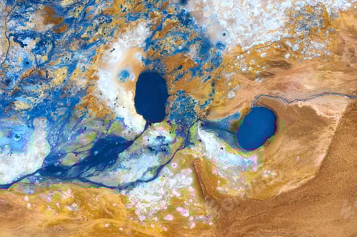 Preview: Aerial view on the Iceland. Aerial landscape above river in the geysers valley. Icelandic landscape