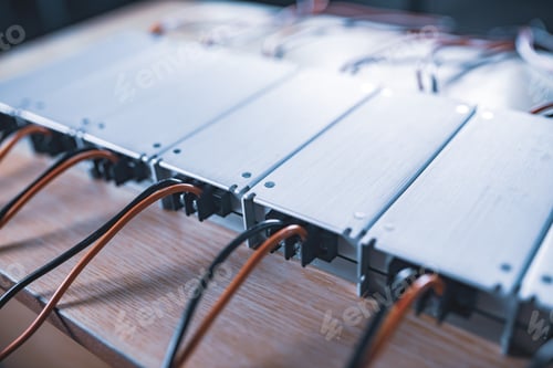 Preview: Close-up metal AC-DC power supply with wires