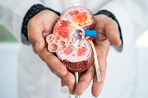 Preview: Kidney disease, Chronic kidney disease ckd, Doctor hold model to study and treat in hospital.