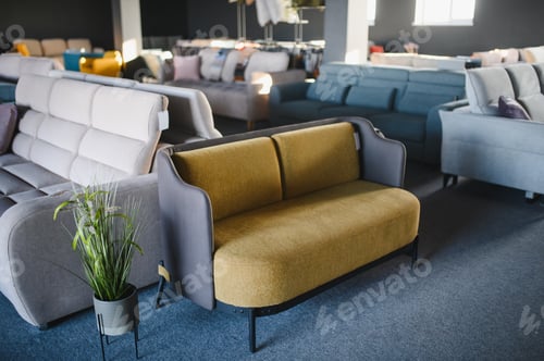 Preview: Sofa showroom displaying modern furniture collection
